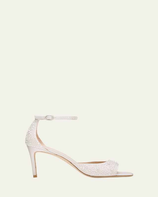 Bliss Pearly Satin Ankle-Strap Sandals